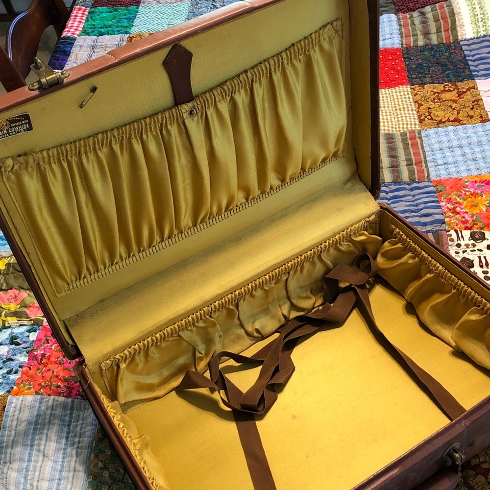 Vintage Hard Shell Leather Suitcase (#2) - Picture 5 of 12
